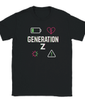 T-shirt med texten Generation Z och digitala symboler, svart