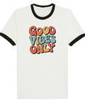 T-shirt med texten Good Vibes Only i retrostil
