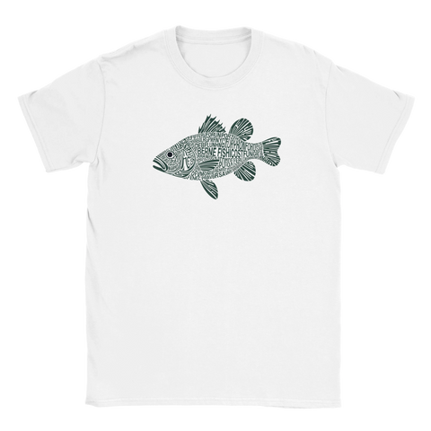 Vit t-shirt Classic med grafiskt fiskmotiv i detaljerad design