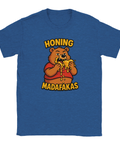 T-shirt med rolig björn som äter honung och texten "Honing Madafakas"