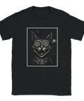T-shirt med hypnotisk tecknad katt med spiralögon och galet flin