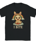 T-shirt med söt kanin, regnbåge och texten "I BITE"