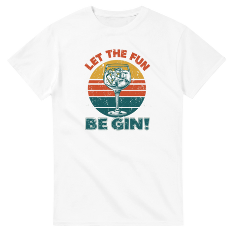 T-shirt med texten Let the Fun Be Gin och retro ginmotiv