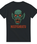 T-shirt med grön vampyrfisk och texten Nosfishratu, parodi på Nosferatu