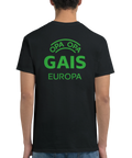 svart t-shirt med grönt ryggtryck opa opa gais europa