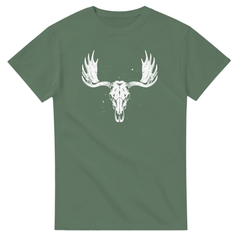 T-shirt i grönt med vitt älgskallemotiv