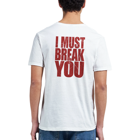 T-shirt med stort rött textmotiv I Must Break You på ryggen