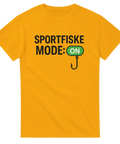 T-shirt med texten Sportfiske Mode: ON och fiskekrok