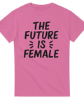 T-shirt med texten "The Future is Female" i svart, centrerat budskap