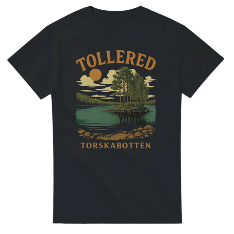 T-shirt med texten Tollered Torskabotten och ett naturmotiv