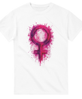 T-shirt med konstnärlig version av venussymbolen i rosa akvarellstil