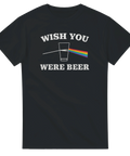 Rolig t-shirt med texten Wish You Were Beer och färgglad regnbågsdetalj.