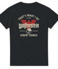 svart t-shirt med texten that’s what i do i play wolfenstein and i know things