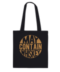 Svart tygkasse med texten “May Contain Whiskey” i stilren typografi