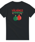 Välhängd jul-t-shirt – svart med julkulor och humortext