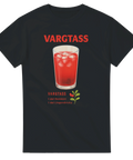 T-shirt med röd drink och texten "Vargtass" samt recept under