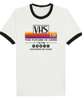 Retro ringer t-shirt med VHS-design och svarta kanter
