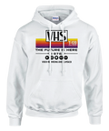 Hoodie med retro design för VHS med texten the future is here 1976