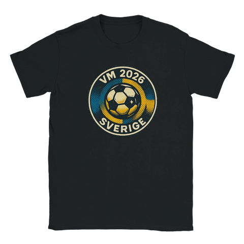 Fotbolls-VM T-shirt för supporters av Sverige med fotboll och texten VM 2026 Sverige