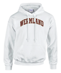 Vinröd text med Wermland. Hoodie för värmlänningar. 
