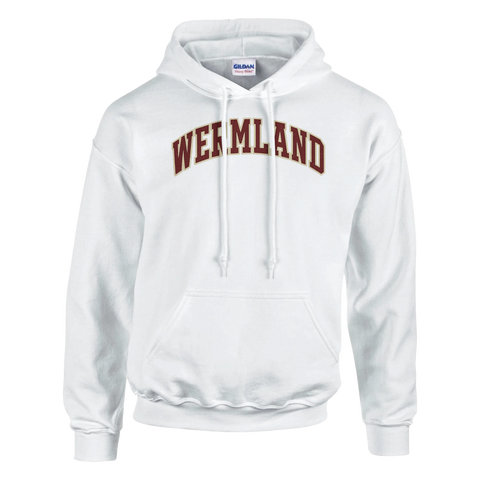 Vinröd text med Wermland. Hoodie för värmlänningar. 