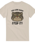 Rolig t-shirt med butter katt och texten You Look Happy Stop It