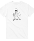 Your Mom t-shirt med Sigmund Freud i linjestil – vit